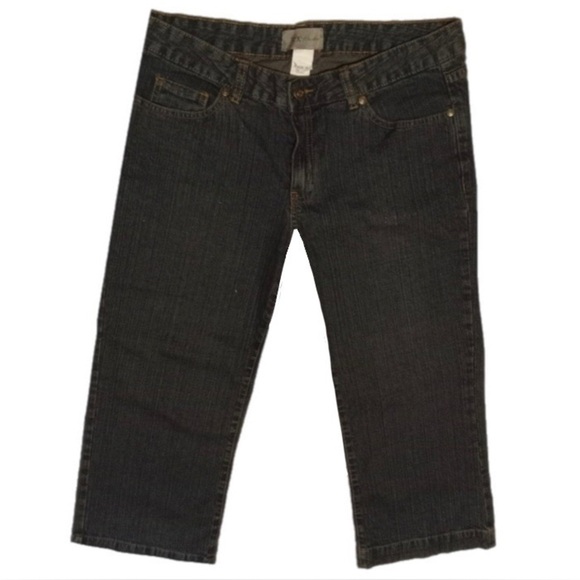 Tex Max Azria Jean 90’s Straight Crop 99% Cotton Mid Rise Dark Black Women 10/33 - Picture 1 of 12